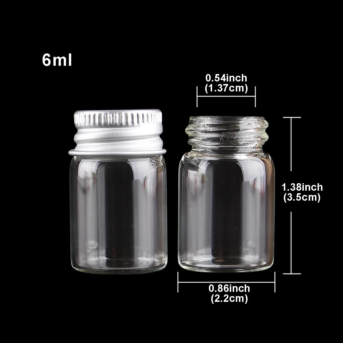 10 pieces 5ml/6ml/7ml/10ml/14ml/18ml/20ml/25ml/30ml Glass Bottles with Aluminium Lids Small Mini Glass Jars 9 Sizes U-pick