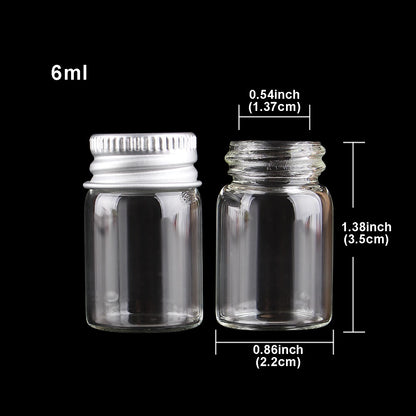 10 pieces 5ml/6ml/7ml/10ml/14ml/18ml/20ml/25ml/30ml Glass Bottles with Aluminium Lids Small Mini Glass Jars 9 Sizes U-pick