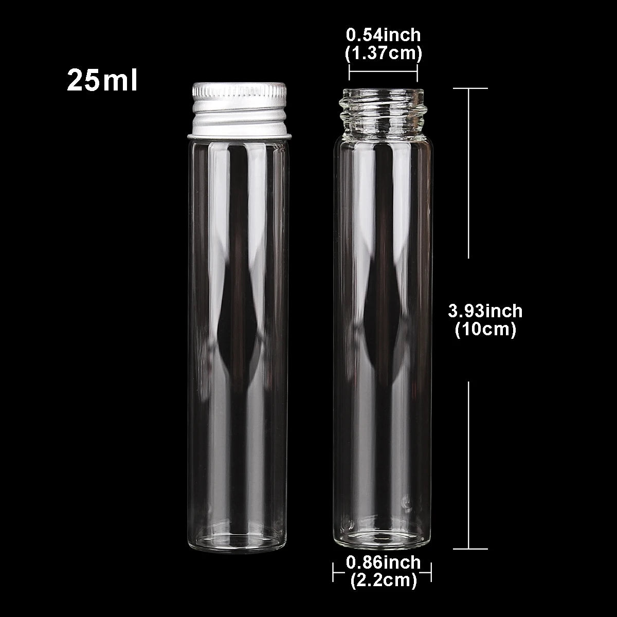 10 pieces 5ml/6ml/7ml/10ml/14ml/18ml/20ml/25ml/30ml Glass Bottles with Aluminium Lids Small Mini Glass Jars 9 Sizes U-pick