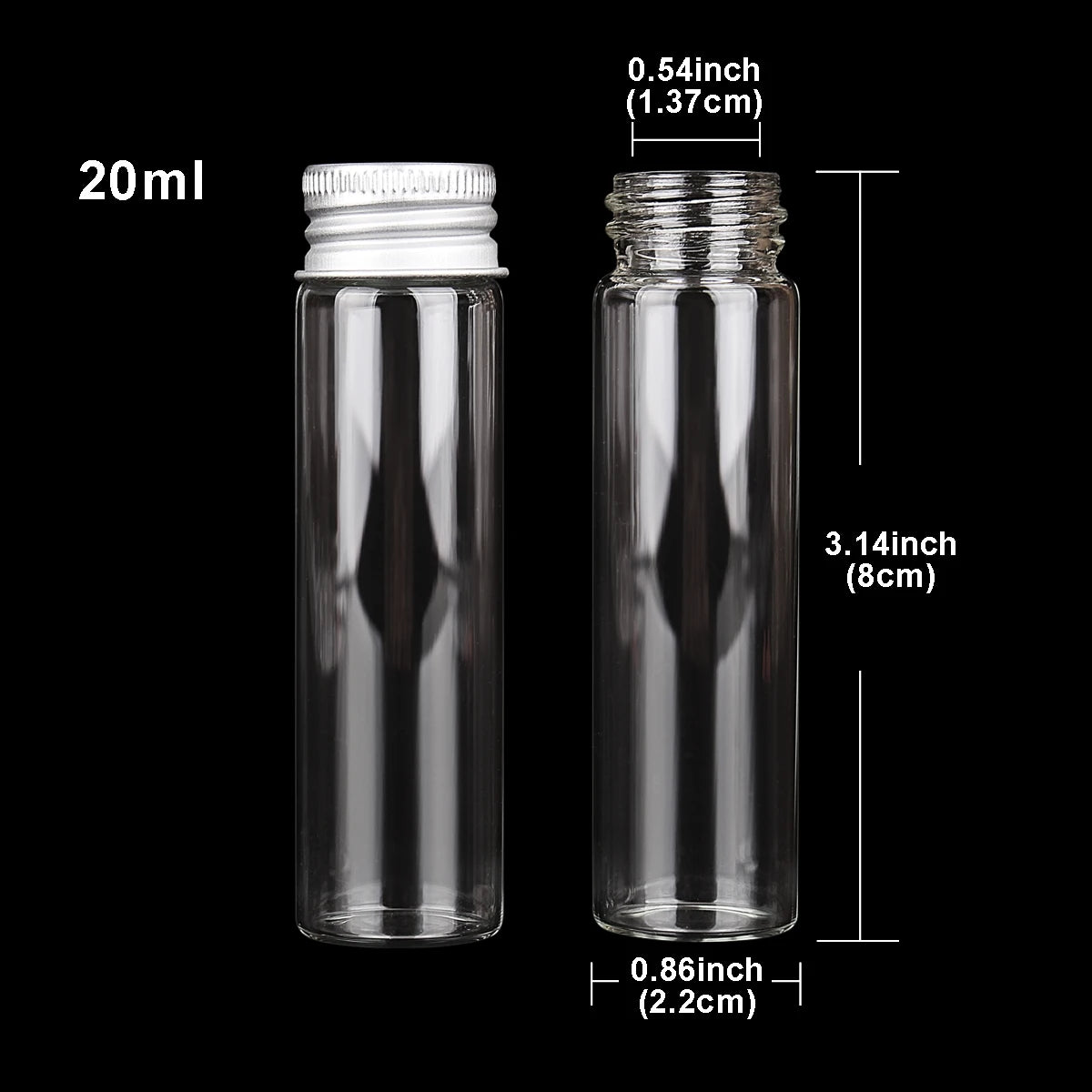 10 pieces 5ml/6ml/7ml/10ml/14ml/18ml/20ml/25ml/30ml Glass Bottles with Aluminium Lids Small Mini Glass Jars 9 Sizes U-pick