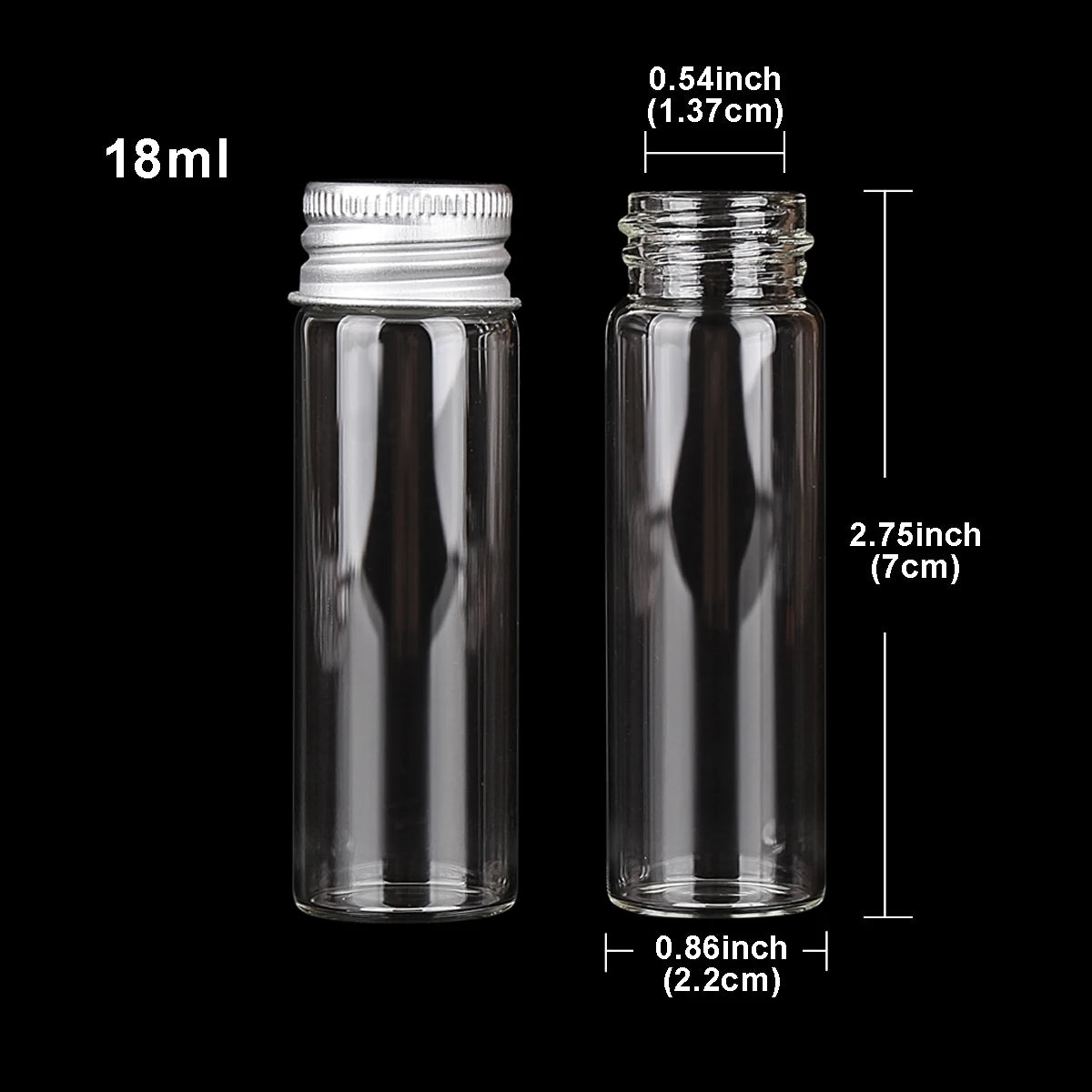 10 pieces 5ml/6ml/7ml/10ml/14ml/18ml/20ml/25ml/30ml Glass Bottles with Aluminium Lids Small Mini Glass Jars 9 Sizes U-pick