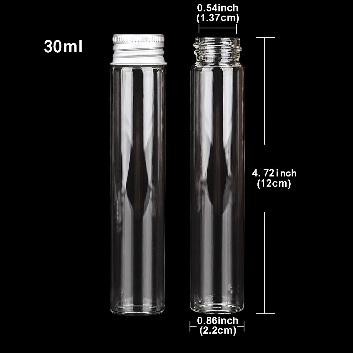 10 pieces 5ml/6ml/7ml/10ml/14ml/18ml/20ml/25ml/30ml Glass Bottles with Aluminium Lids Small Mini Glass Jars 9 Sizes U-pick