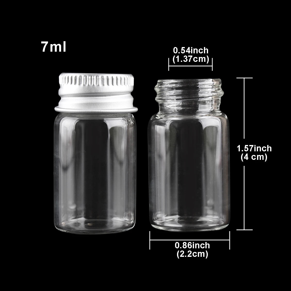 10 pieces 5ml/6ml/7ml/10ml/14ml/18ml/20ml/25ml/30ml Glass Bottles with Aluminium Lids Small Mini Glass Jars 9 Sizes U-pick