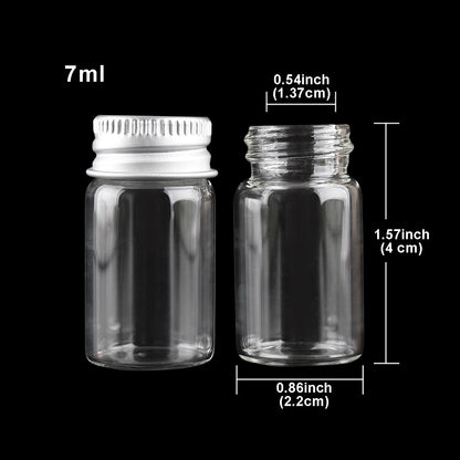 10 pieces 5ml/6ml/7ml/10ml/14ml/18ml/20ml/25ml/30ml Glass Bottles with Aluminium Lids Small Mini Glass Jars 9 Sizes U-pick