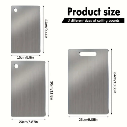 Stainless Steel 3pcs Cutting Boards - BPA-Free Dishwasher Safe Non-Slip Kitchen Boards w/Juice Groove, Rustproof & Space Saving