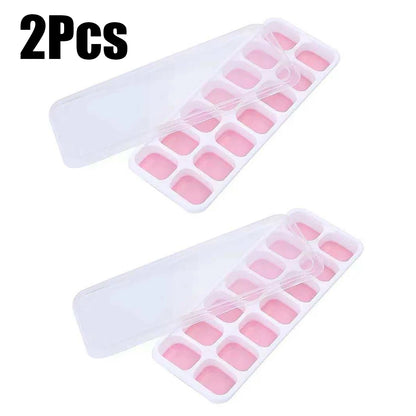 4-Pack Random Color Ice Cube Mold Set, with a Tray with 14 Compartments, Multifunctional Chocolate Mold with Removable Lid, Stackable Ice Trays with Lids, Suitable for Freezing, Ideal for Making Cocktail Whiskey, Kitchen Tool