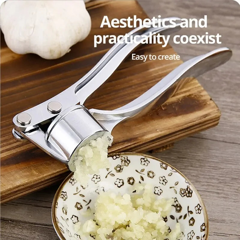 Kitchen Accessories Silvery Stainless Steel Garlic Masher Kitchen Vegetable Cooking Extruder Manual Ginger Grinder And Tool