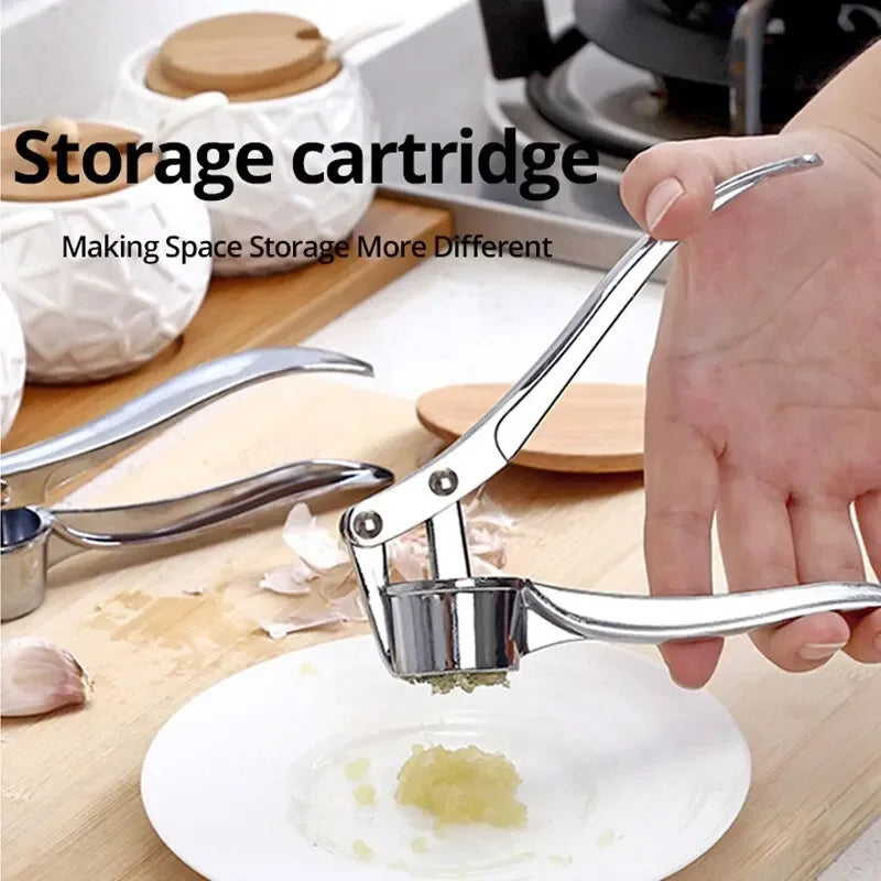 Kitchen Accessories Silvery Stainless Steel Garlic Masher Kitchen Vegetable Cooking Extruder Manual Ginger Grinder And Tool