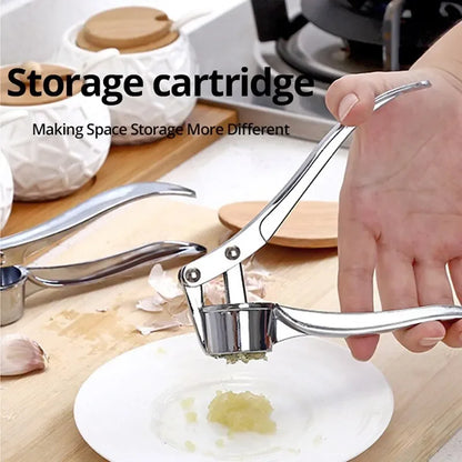 Kitchen Accessories Silvery Stainless Steel Garlic Masher Kitchen Vegetable Cooking Extruder Manual Ginger Grinder And Tool