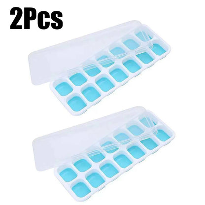 4-Pack Random Color Ice Cube Mold Set, with a Tray with 14 Compartments, Multifunctional Chocolate Mold with Removable Lid, Stackable Ice Trays with Lids, Suitable for Freezing, Ideal for Making Cocktail Whiskey, Kitchen Tool