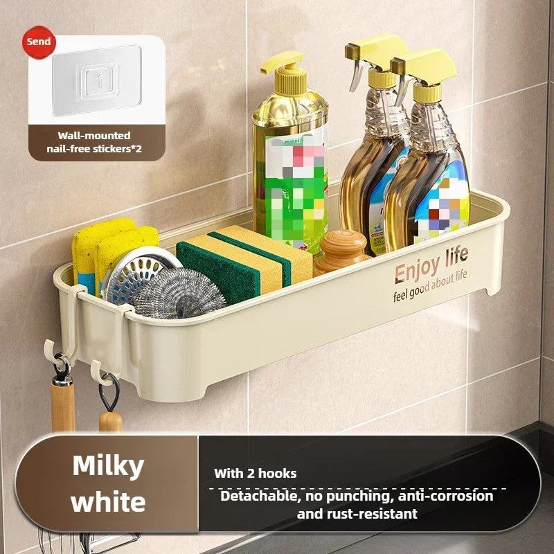 Kitchen Sink Drain Rack Organizer ABS Plastic Self-draining Sink Shelf Soap Sponge Holder Dishcloth Towel Rack Filter Basket