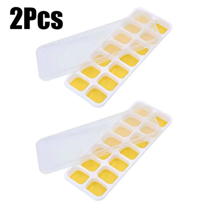 4-Pack Random Color Ice Cube Mold Set, with a Tray with 14 Compartments, Multifunctional Chocolate Mold with Removable Lid, Stackable Ice Trays with Lids, Suitable for Freezing, Ideal for Making Cocktail Whiskey, Kitchen Tool